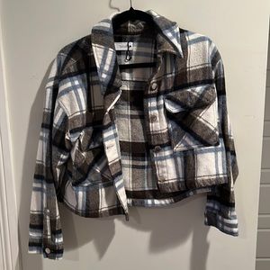 Zara cropped flannel jacket
